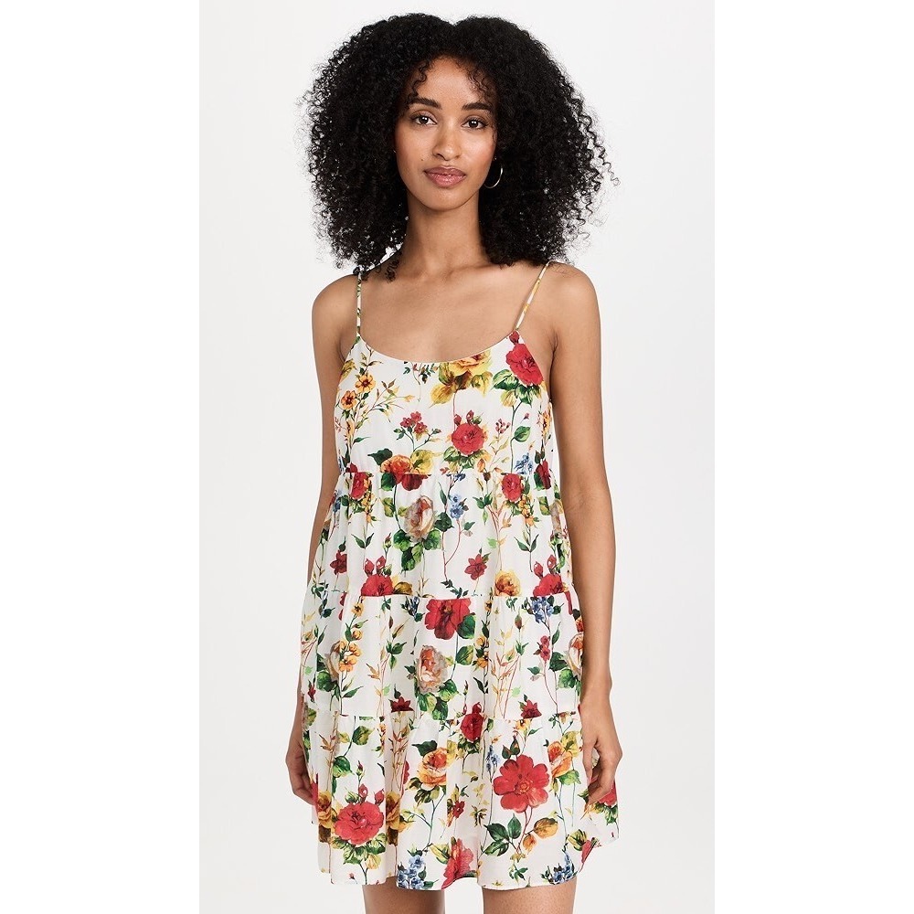 Alice + Olivia Valencia Tiered Cami Floral Mini Dress White Red Yellow 4